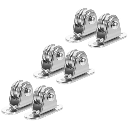 Juego de 6 poleas de acero inoxidable, poleas de elevación suaves con rodamientos para montaje en pared y proyectos de bricolaje, perfecto para manejar y mover cargas pesadas