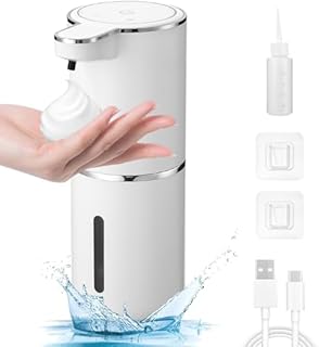 380 ml Automatyczny dozownik mydła, mocowanie ścienne bez wiercenia, elektryczny dozownik mydła, ładowany przez USB, wodoszczelny IPX5, do kuchni i łazienki