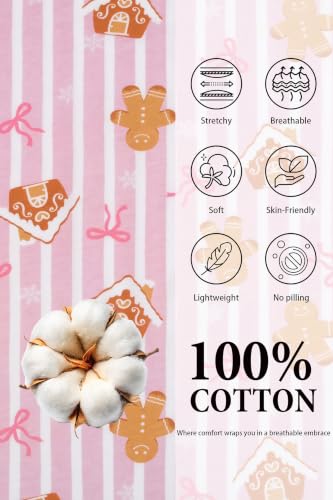 Image of LUBOT Christmas Pajamas for Women 100% Cotton Pajama 2 Piece PJ Set Soft Long Sleeve Button Xmas Print Loungewear XS-XXL