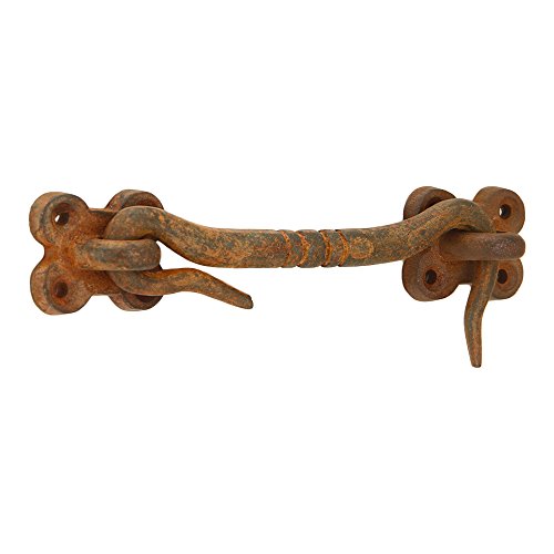Image of A29 Cabin Hook, 4 inches Iron Eye Latches Cabin Door Gate Latches, Window Sash Catch Hook Lock, Rust Finish