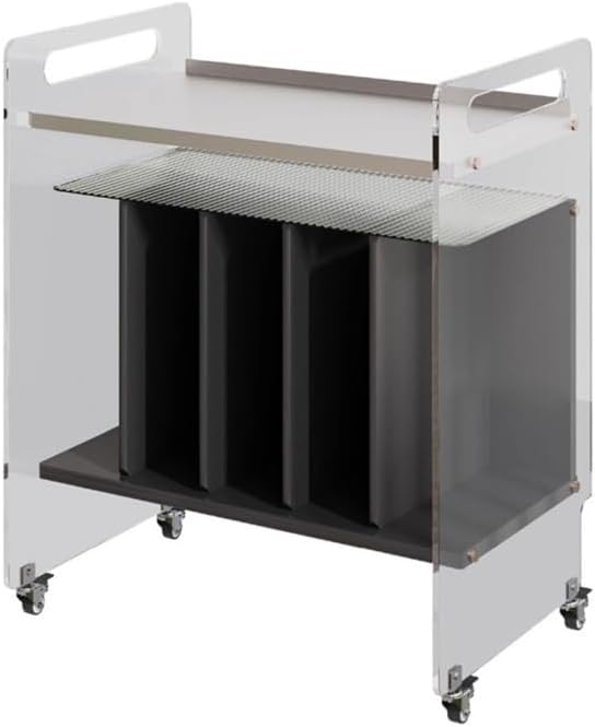 Cd Rack Home Wooden Vinyl Record Cabinet Cd Albums Storage Rack with Casters Acrylic Supports,
