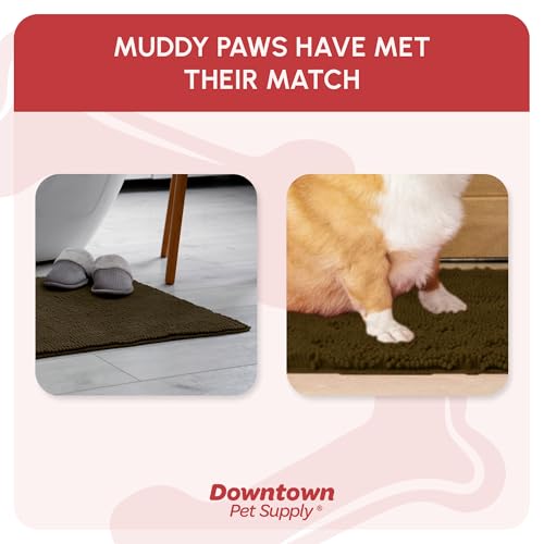 My Doggy Place Microfiber Dog Mat for Muddy Paws, 22" x 37" Brown - Absorbent and Quick-Drying Dog Paw Cleaning Mat, Washer and Dryer Safe - Non-Slip Rubber Backed Dog Floor Mat, Half-Moon - Thumbnail 3