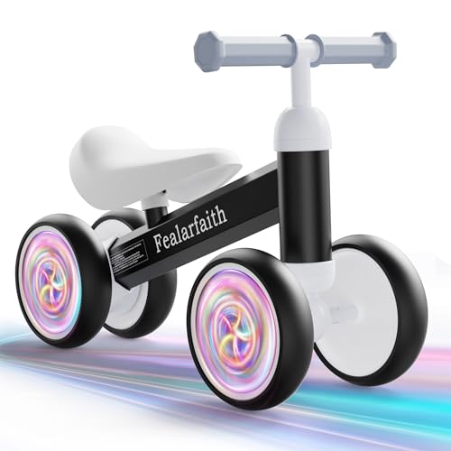Image of Baby Balance Bike for 1 Year Old Boys Girls, Toddler First Bike with 4 Colorful Lighting Wheels | 12-24 Month Toddler Balance Bike | First Birthday Gifts (Black)