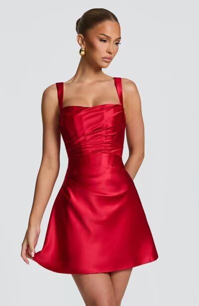 Short Satin Homecoming Dresses for Teens 2026 Square Neck A Line Prom Cocktail HOCO Dresses - Image 5