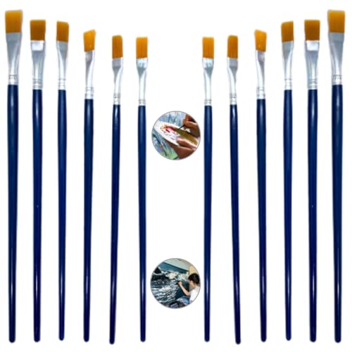 Campineira Pincel de Pintura 12 Pincéis Ponta Fina Chato Azul Nylon