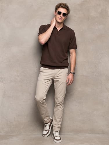 Image of Veirdo Men's Flatknit Printed Half Sleeve Polo T-Shirt with Collared Neck, Loose Comfortable Fit, Casual Style for Office, Travel, (Sizes S to 2XL)