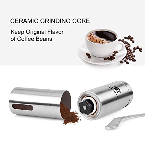 MLMLANT Macinacaffè Manuale, Macina Macinino Macinatore Trita Caffe Caffé Mano Acciaio Inox Regolabile Coffee Grinder Ceramica,Burr Dimensioni compatte perfette per la casa, L'Ufficio,Viaggio