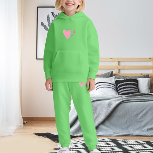 Jogger Sets for Girls Boys 2 Piece Baggy Fit Funny Heart Print Track Suits Soft Solid Color Sweatsuits Set with Pocket Preppy4