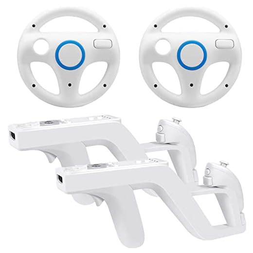 Arrocent Mario Kart Racing Wheel and Zapper Light Gun for Wii Wii U (Pack of 2, White)