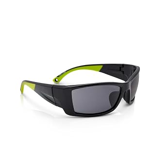 Sellstrom Stylish, Sporty, Slip-Resistant, Anti-Fog Hard Coating Protective Eyewear Safety Glasses, Smoke Lens, Co-Molded Temples, Soft Nose Piece Qty 1, Black/Green, S72401