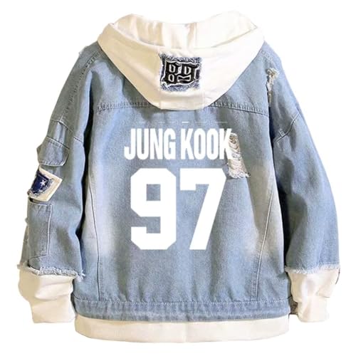 KPOP Denim Jacket Jimin Jungkook Suga V JHope Hoodie Jean Sweatshirt Sweater