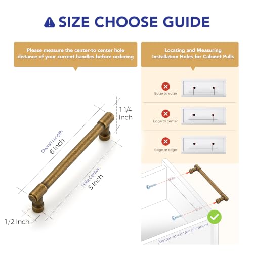 Image of Ravinte Antique Brass Kitchen Pulls Cabinet Handles 5 Inch 10 Pack