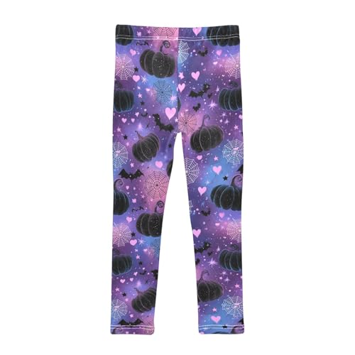 Pumpkin Heart Spider Web Girls Leggings Soft Stretch Workout Yoga Dance Pants for Kids Casual Tights2