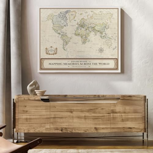 Image of DECORARTS - Colorful World Map Art Canvas Wall Art, Classic World Maps for Wall Decor, Hand-Stretched Giclee Print, Living Room Dining Office Home Decor, Ready to Hang, Handcrafted in USA, 30x24''