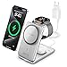 Tigratigro Caricatore Wireless Stazione, magnetico pieghevole 3 in 1 con MagSafe, Ricarica Rapid da 15W Caricabatterie per Apple iPhone serie 16/15/14/13/12, Apple Watch ed AirPods (Argento, W93)