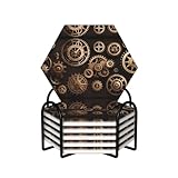 Structure de l'accessoire : contient 6 dessous de verre en céramique à fond en liège + support en métal noir