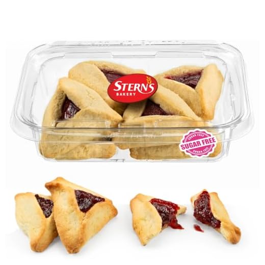 Sugar Free Strawberry Filled Hamentaschen Cookies | Diabetic Cookies for Adults | Low Cholesterol & Low Sodium | Sugar Free Cookies and Snacks | 8 Gourmet Cookies Included | 7 oz Stern’s Bakery