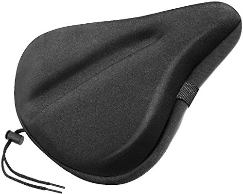VICKMALL 超肉厚サドルカバー 自転車フィットネスバイク/ロードバイク/マウンテンバイク/クロスバイク用 低反発クッション お尻痛くない 滑り止め強化 衝撃吸収 取付簡単 軽量 ソフト ブラック 多车種適用 スポーツ27×25×4cm