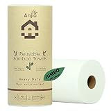 Anjia® Jumbo Roll 40 Sheets/Roll Heavy Duty Reusable Bamboo Towels Great as Kitchen Towels, Dish Tow