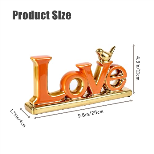 Estatua Decorativa Love Sign Blanco y Dorado miniatura 2