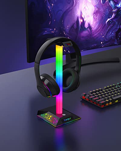 Xergur Gaming Headphone Stand Pc Accessories, Rgb Headset Stand With 2 Usb Charger, Cool Led Headphone Holder Pc Gaming Accessories Gift For Boys Men Gamers, Computer Game Hardware For Desk #TOP5