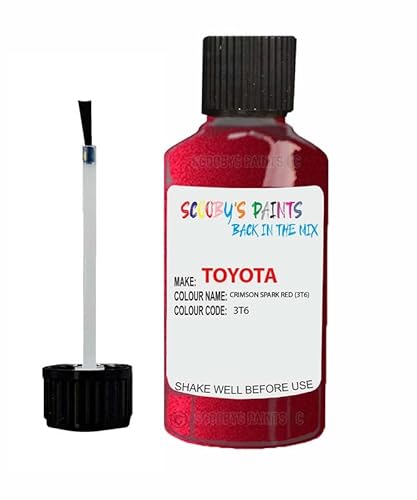 Scoobys Paints Back In The Mix Crimson Spark Red Touch Up Paint For Toyota Hilux Van 3T6 2015-2019 30Ml Bottle Brush Scratch Stone Chip Repair Pen