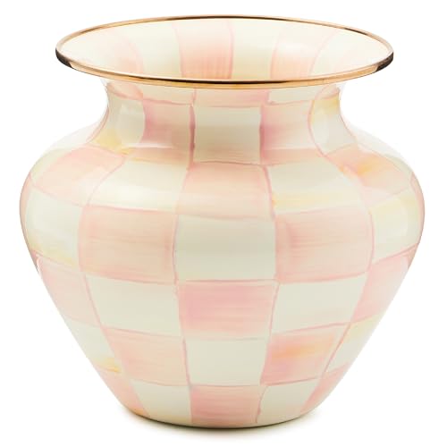 MACKENZIE-CHILDS Enamel Vase, Large, Pink-and-White Rosy Check
