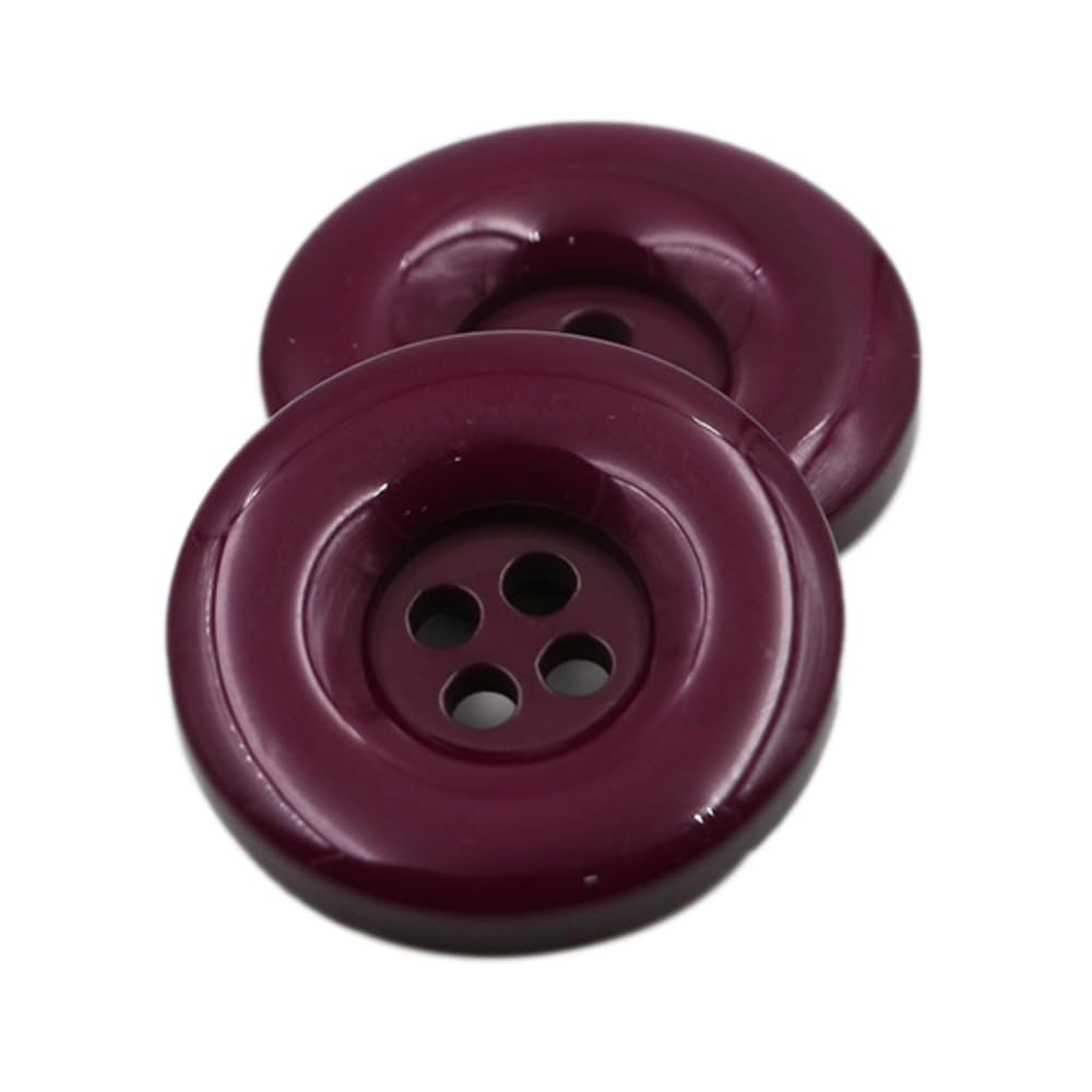 Blausky Pack of 10 Colourful Buttons, Plastic Craft Buttons, 4 Eyelets, Resin Buttons, Round Small Buttons, Craft Buttons for Sewing, Knitting, DIY Craft, Painting, Gift Decoration, Dark Red, 25 mm