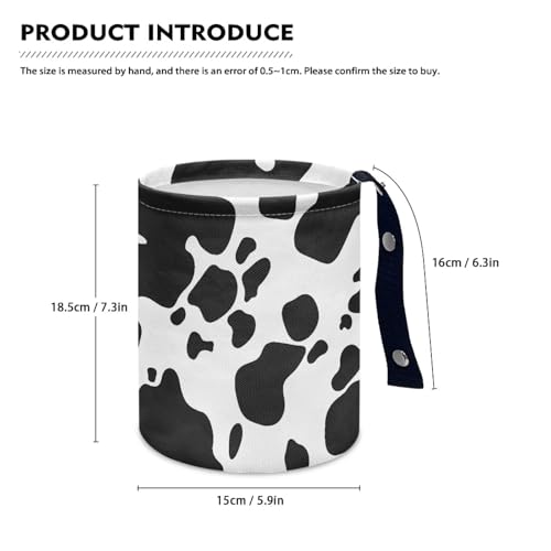 Image of Cow Print Car Garbage Can Waste Basket for Cars - Back Seat, Floor, or Hanging Headrest Cars Accessories Interior Road Trip Essentials