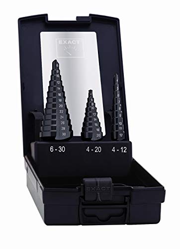 Exact 50071 Step Drill Set 4-12/4-20/6-30 mm HSS TiAlN Coating, Multi-coloured