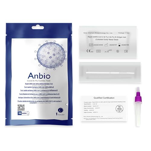 Anbio 5 Kit COVID-19 Corona Schnelltest Antigentest und Influenza A/B Multiplex-Panel für den Bausatz Nasen-Selbsttest für zu Hause