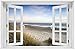 Produktbild Wallario Poster mit Fenster-Illusion: Strandspaziergang im Urlaub an der Ostsee in Premiumqualität, Größe: 61 x 91,5 cm (Maxiposter)