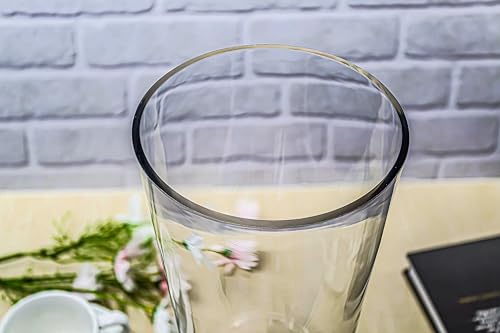 CYS EXCEL 13.75\" Tall Clear Glass Cylinder Vase Taper Down Flower Vase with 6.5\" Wide Opening Elegant Centerpiece for Weddings, Events, and Home Décor