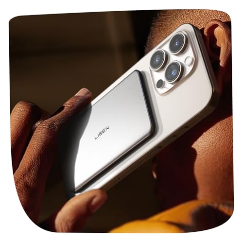 LISEN Ultra Slim MagSafe Power Bank 5000mAh Wireless Slim MagSafe Battery Pack Magnetic Portable Charger Magnetic Power Bank for iPhone 17 Pro Max Plus Air/16-12 Series Gifts for Men Women