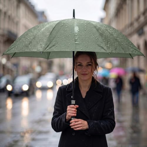 Image of ginoya brothers Large Golf Umbrella with UV Protection and Windproof Oversized Canopy, Wooden Handle or Ergonomic Comfort Grip, Quick-Dry Water-Repellent Fabric for Rain and Sun