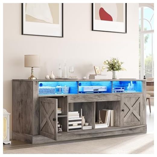 Elegant Light Rustic Grey TV Stand for 80-Inch TVs