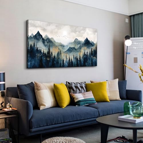ERQINHUA Canvas Wall Art For Bedroom Wall Decorations For Living Room Modern Office Wall Decor Abstract Watercolour Painting Mountain Landscape Pictures Printed Artwork Home Decor 20"X40"