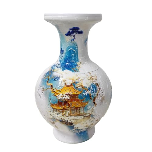 200PCS 3D Puzzle Vase - 6.9x6.9x11.1 DIY Flower Vase Kit for Adults, STEM Craft, Home Decor Gift - No Glue Needed (Chinese Ink Art)