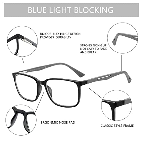 Image of BLUEMOKY Blue Light Reading Glasses for Men,Sport Square Frame Readers, Anti Glare Computer Glasses