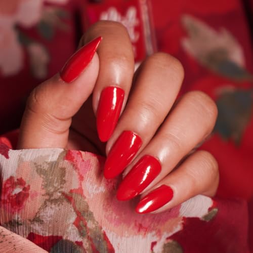 Image of Nails & More Classic Red Nail Polish, Argan Oil-Infused Gel Shine, Red Nail Color, Glossy Nail Paint | 10ml