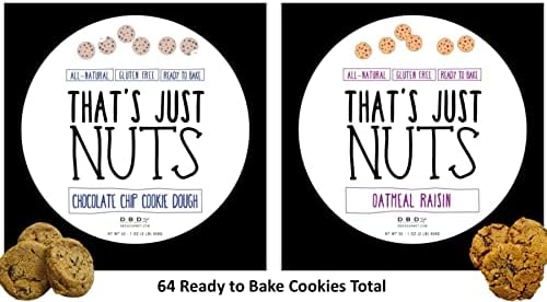 That's Just Nuts Gluten Free Cookie Dough, 1 ounce, Pack of 64 (Chocolate Chip and Oatmeal Raisin)