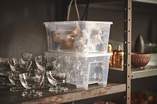 Boîte plastique SAMLA 5L empilable et transparente avec couvercle clipsable