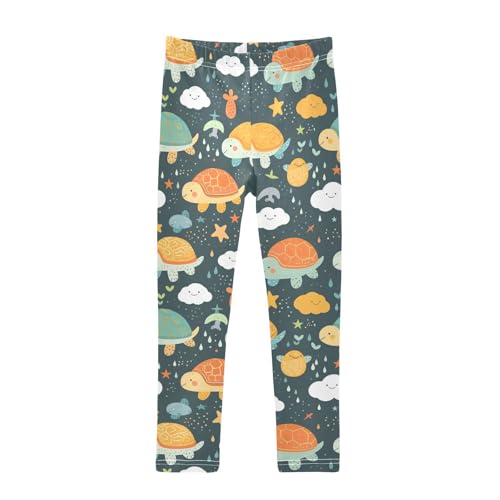 Cute Turtle Girls' Leggings Toddler Doodles Clouds Stars Kids Yoga Pants Dance Active Tights 4T