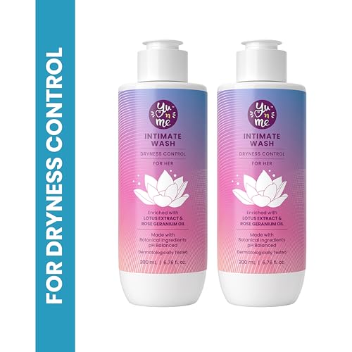 Image of Yu n Me Dryness Control Intimate Wash for Women | 200ml Feminine Hygiene Cleanser | Lotus & Rose Geranium Extracts | pH Balanced Vaginal Dryness Relief | Dermatologically Tested | Paraben & Sulfate Free | PO2