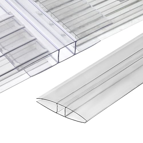 Gewächshäuser Polycarbonat-Gewächshausplattenverbinder – passend für 6 mm oder 8 mm doppelwandige Polycarbonatplatten, verbinden Sie 2 Paneele zusammen, 1,2 m Länge, 10 Stück (H-Anschlüsse 8 mm - 1,2