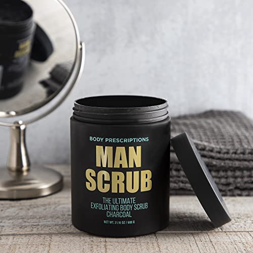 Body Prescriptions Men’s Exfoliating Body Scrub – Ultimate Skin Cleansing Wash in Jar with Twist-Top Lid, For All Skin Types, 21 Ounce (Pack of 1), Charcoal - Image 5