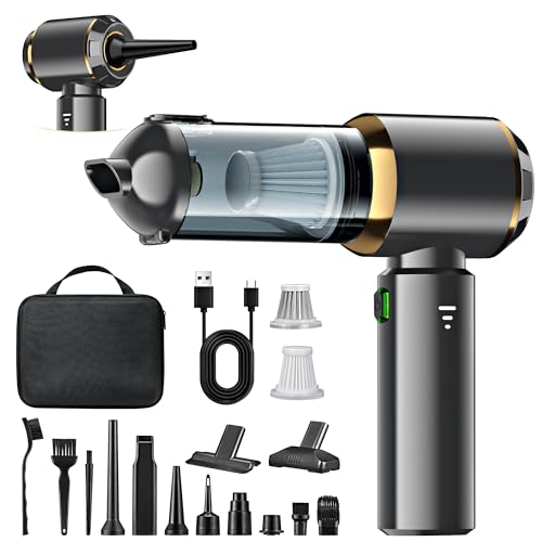 Antifnuo Handstaubsauger, Handstaubsauger Akku 4-in-1, 25000PA Handstaubsauger Akku Testsieger, 3-Gang Mini Staubsauger, 220000 U/min Autostaubsauger Bürstenloser Motor für Büro Genutzt, Haus, Küche