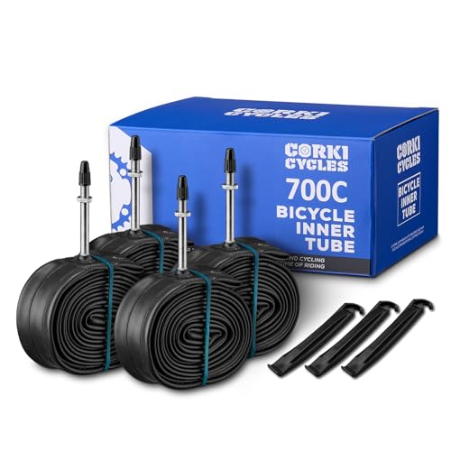 Image of 4-Pack Road Bike Tubes 700 x 23c /25c 28c /32c 35c /43c - Butyl Rubber 700c Bike Tube Replacement - Presta /Schrader - 48mm / 60mm