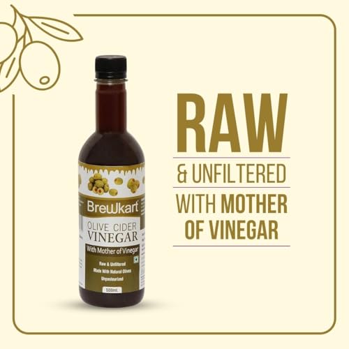 Image of Brewkart Olive Vinegar (Jaitun Ka Sirka) with Mother 500ml - Unfiltered, Raw, Natural, Ideal for Salads & Detox