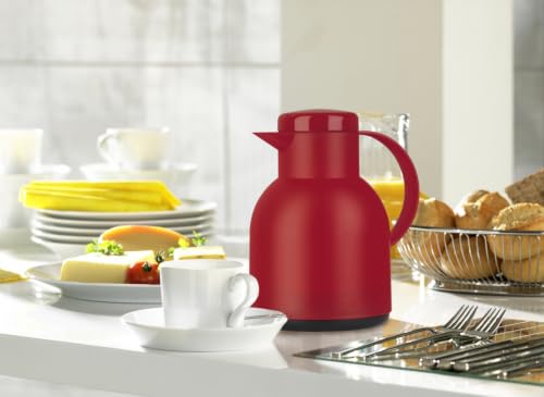 Foto von Emsa Samba Isolierkanne 504231 | 1 Liter | Quick Press Verschluss | 100% dicht | 12h heiß, 24h kalt | Transluzent Blau | Polypropylen